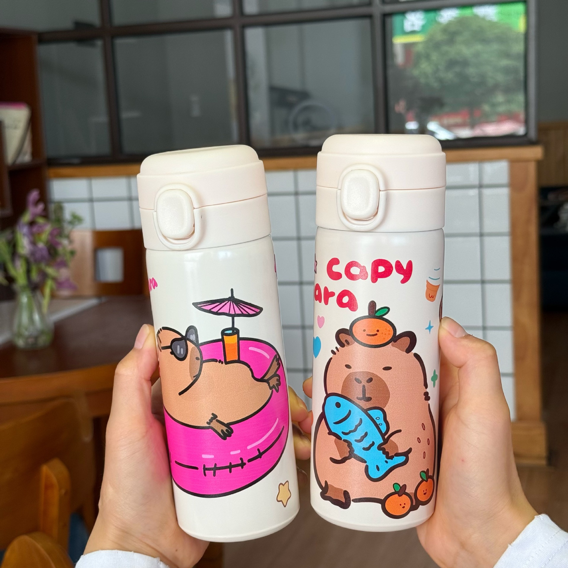 New 304 stainless steel Capibara high appearance level insulated cup, student cartoon water cup, portable direct drinking water cup full figure