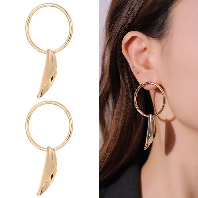 European and American cross-border geometric metal irregular earrings, women's fashion, niche design sense, ins style hollowed-out earrings and stud earrings Application Scenario