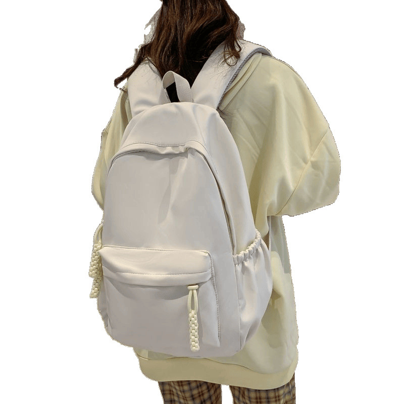 Large-capacity casual schoolbag for college students, ins Korean version, solid color backpack for middle and high school students, simple and versatile backpack Item Picture