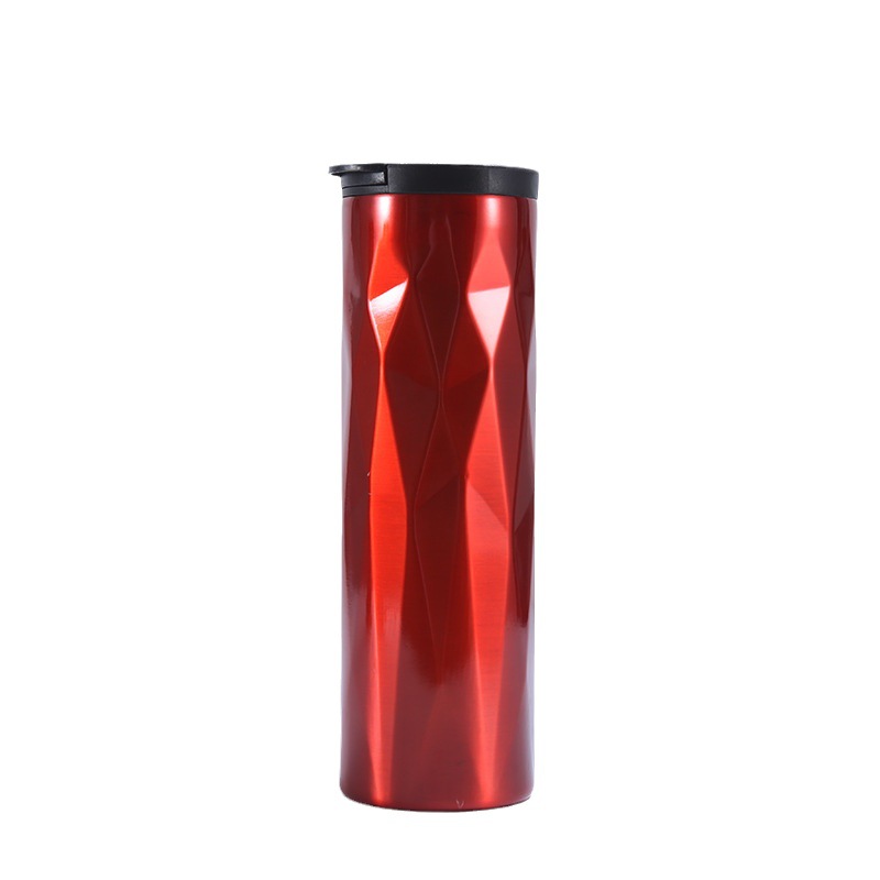 Cross-border 304 stainless steel diamond-shaped car cup, creative irregular double-layer straight cup, sealed leak-proof insulated cup Item Picture