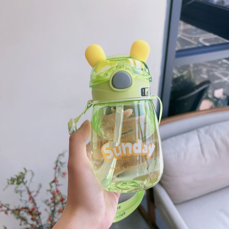 Summer children's cartoon straw cup, high appearance level, plastic spring cap, large capacity, portable cup for boys and girls details Picture