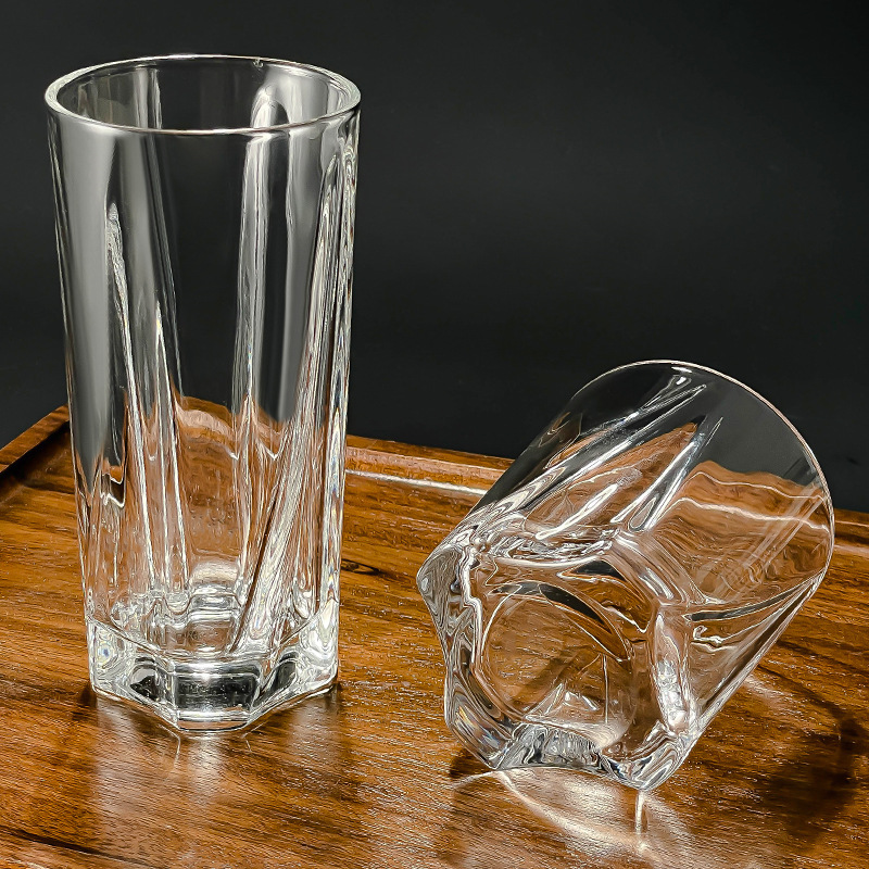 Whisky wine glass, creative four-corner twisty glass, KTV bar beer glass, heat-resistant white spirit glass, spirits glass full figure