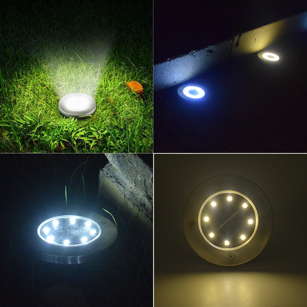 amazon Cross-border 8LED solar stainless steel buried light, new outdoor plug-in grass light, courtyard garden light details Picture