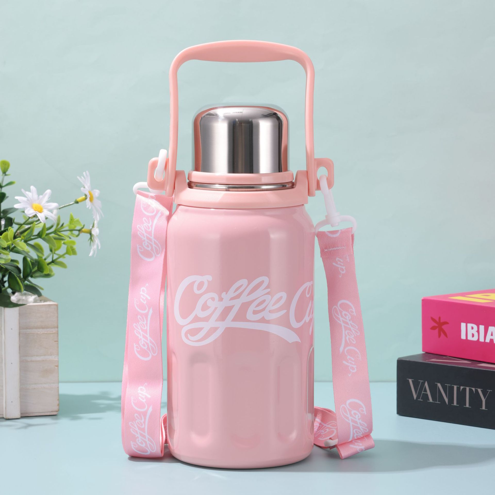 The new cross-border 316 stainless steel insulated cup can be carried outdoors with a handle rope. It is a large-capacity water cup for cola water bottles Specification drawing