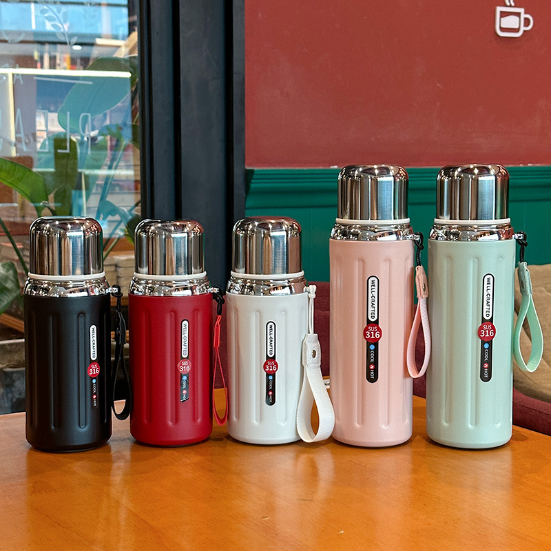 High-appearation-level Roman insulated cups for both men and women, 316 stainless steel tea cups with LIDS, high-end tea-water separation cups details Picture