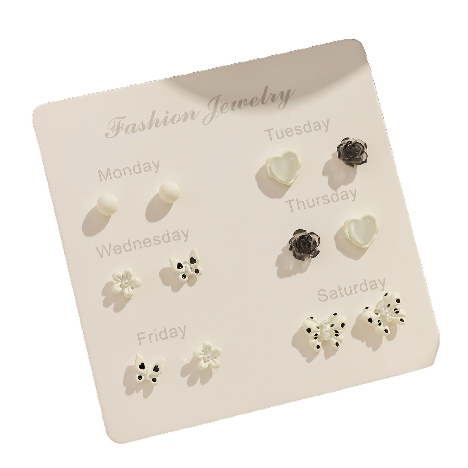 Cool Black new simple and cold style stud earrings set, versatile spotted bow earrings, personalized and elegant earrings wholesale Item Picture
