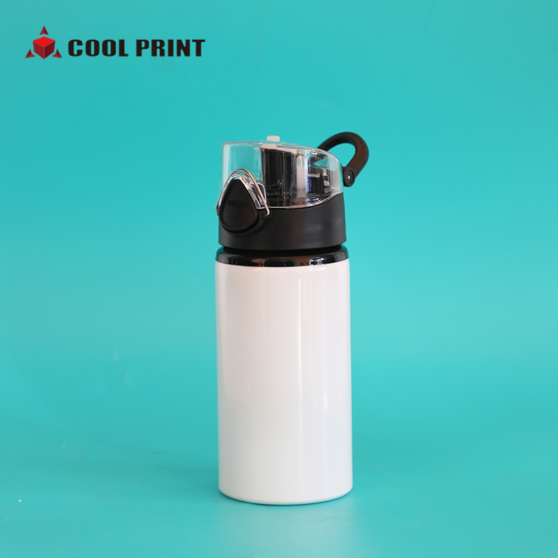 Thermal sublimation coated blank aluminum kettle, portable large-mouth stretchable hand-held lid water bottle, creative student gift water cup details Picture