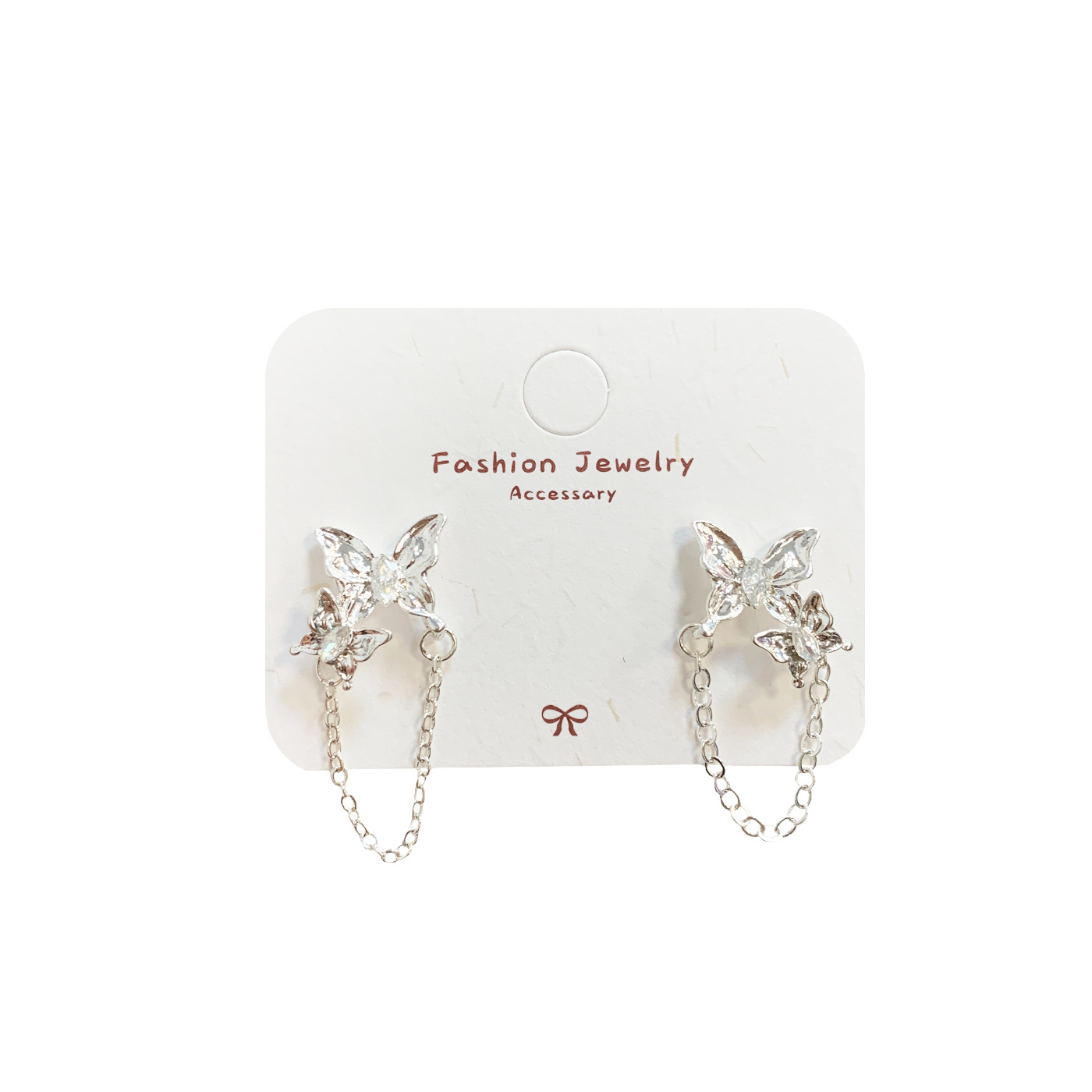 Zircon butterfly tassel earrings exude a sense of light luxury and sophistication. Silver-plated silver needles are a niche, exquisite, sweet and ethereal long pair of earrings Item Picture