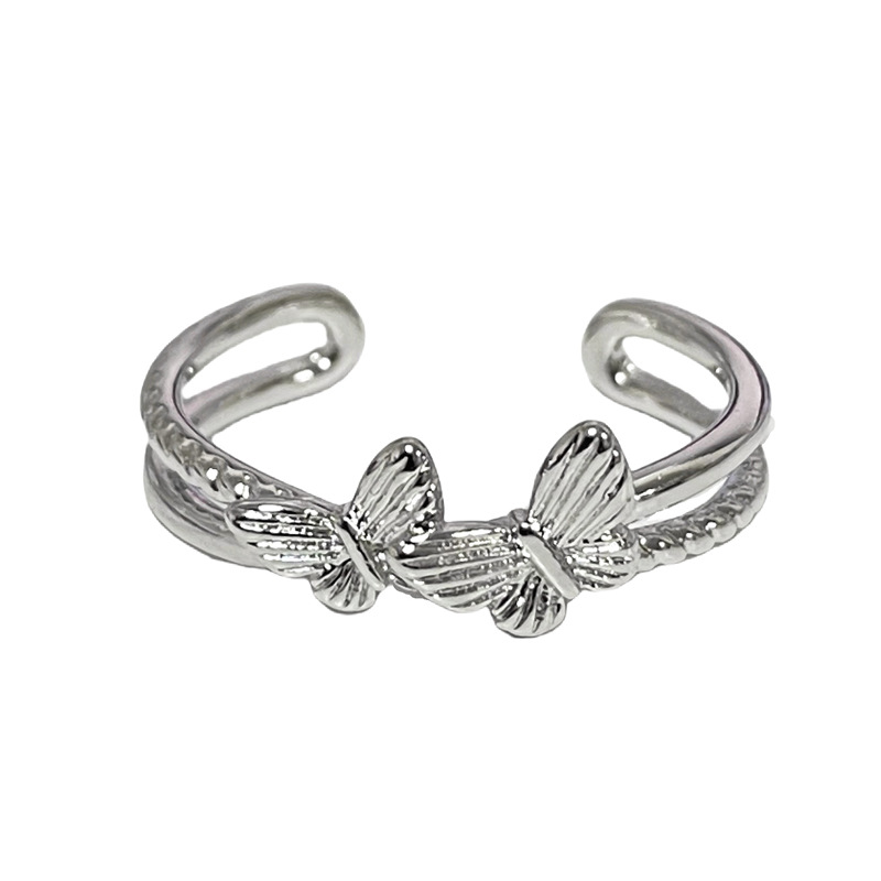 Minimalist plain ring, pleated, small butterfly opening ring, a unique layering and versatile commuting rose-shaped fashion ring for women Item Picture