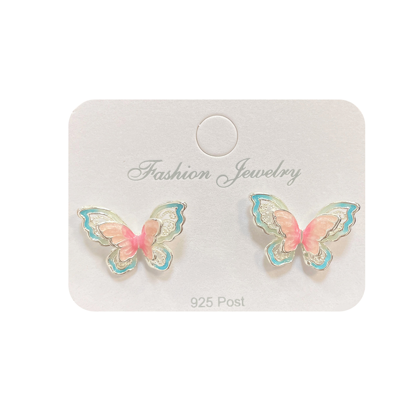 Zhuang Zhou Dream Butterfly Sweet Oil-dripping three-dimensional Hollow butterfly Stud Earrings for Women, 925 silver needle, niche and high-end summer earrings Item Picture
