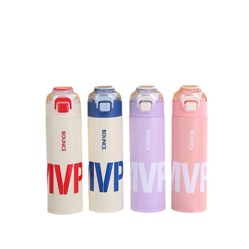 mvp letter high appearance level 316 stainless steel handle bouncy insulated cup, men's handle outdoor women's sports water cup Item Picture
