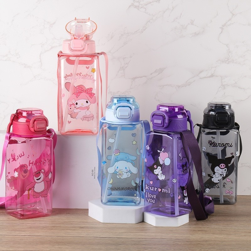 Direct-sale children's square cup animal cartoon outdoor portable large-capacity straw cup full figure