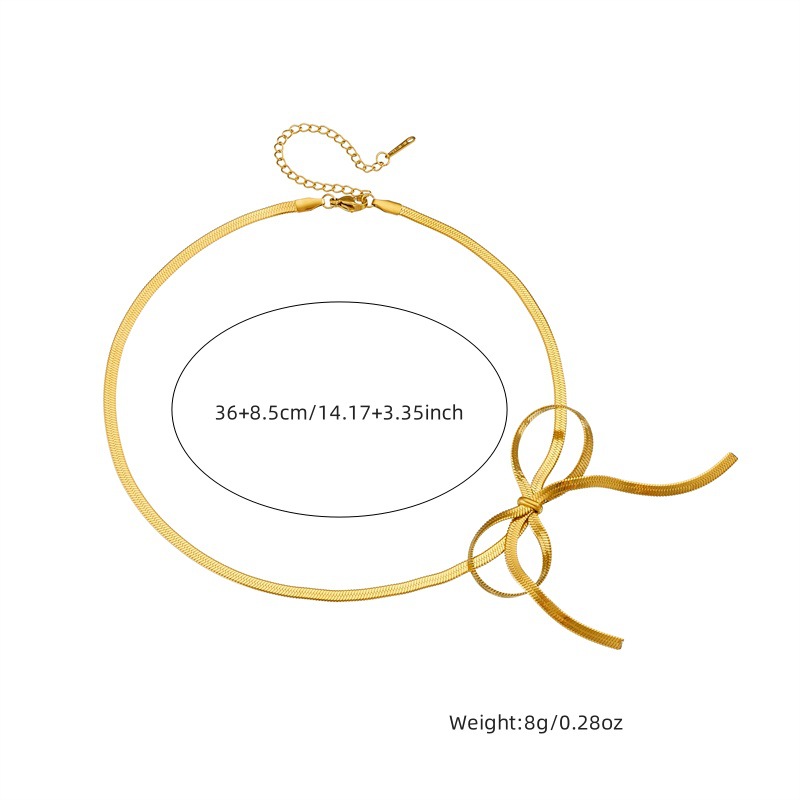 Korean-style fashionable and elegant simple gold-plated stainless steel bow snake bone chain jewelry necklace Application Scenario