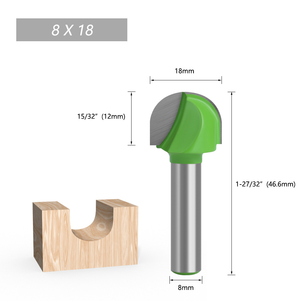 8 round-bottom woodworking milling cutters, round-head cutters, R-corner semi-circular lace ball cutters, engraving machine cutter heads for slotting undefined