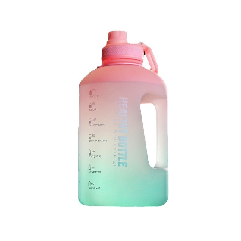 Gradient color large-capacity fashionable fitness sports water bottle, water bottle, straw, portable handle, plastic space cup, cold water cup Item Picture