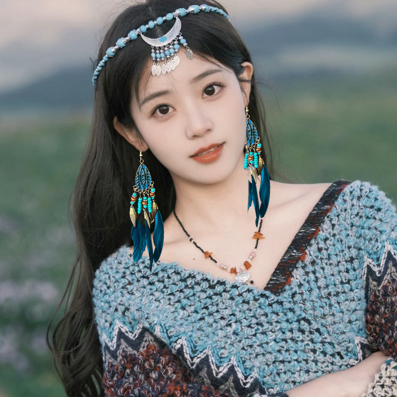 Bohemian style Su forehead decoration, female ethnic style forehead chain, brow center pendant hair band, exotic Tibetan retro accessories Application Scenario