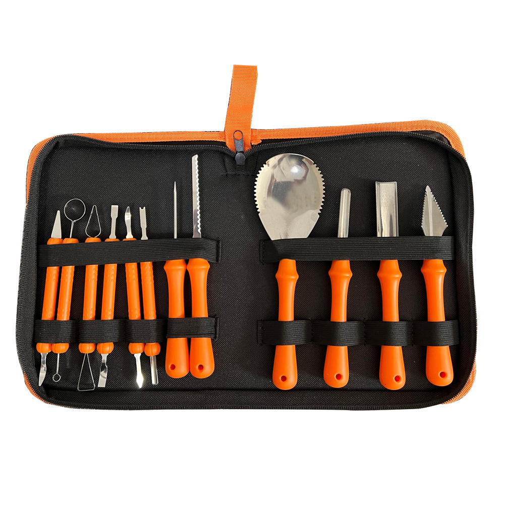 Cross-border new product 12-piece set of stainless steel pumpkin carving tools, Halloween tools, pumpkin hand tool set full figure