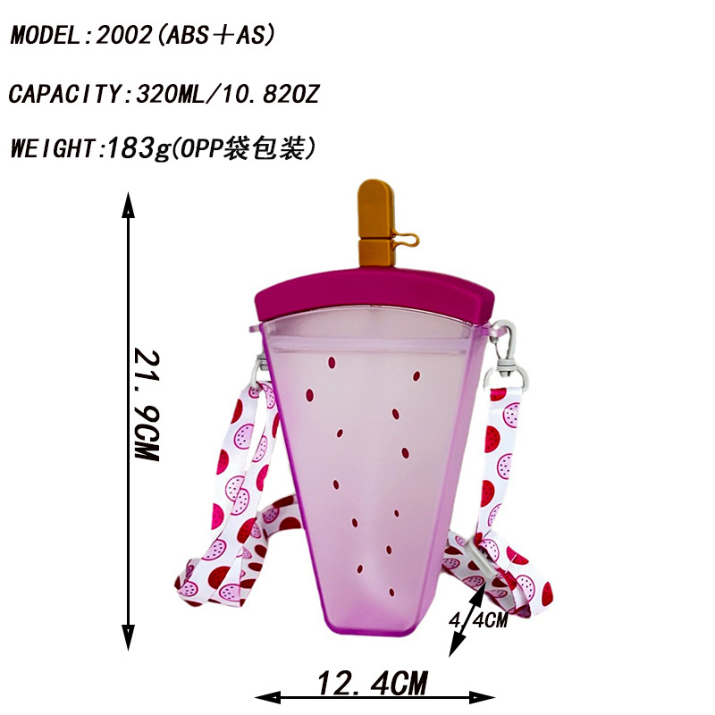 Cross-border e-commerce, European and American foreign trade, watermelon straw, AS plastic water cup, portable shoulder strap, cold water cup, high appearance level water bottle Application Scenario