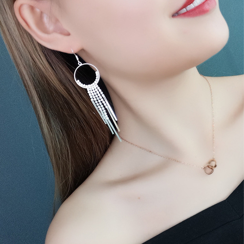 Fashionable accessories, super ethereal and exquisite tassel earrings, summer high-end, temperament, personality, versatile earrings, women's accessories from Yiwu details Picture