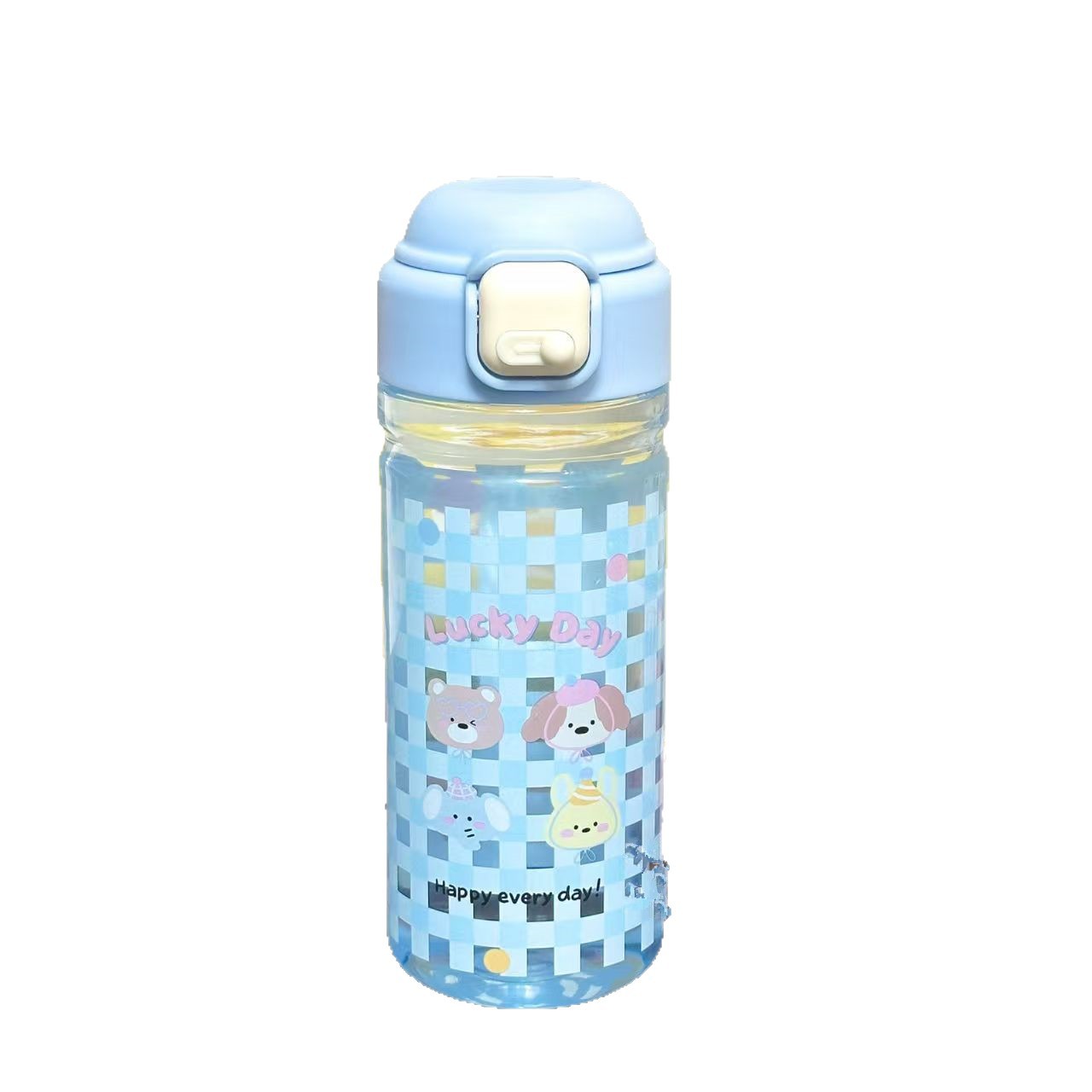 New high-appeartion-level cartoon children's water cup portable outdoor large-capacity student straw plastic water bottle 550mL Item Picture