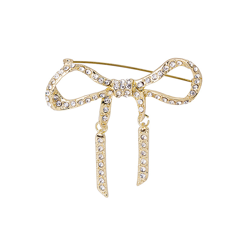 Cross-border new brooch accessories, retro alloy bows, diamond-encrusted exaggerated clothing accessories, pins, and clothing accessories Item Picture