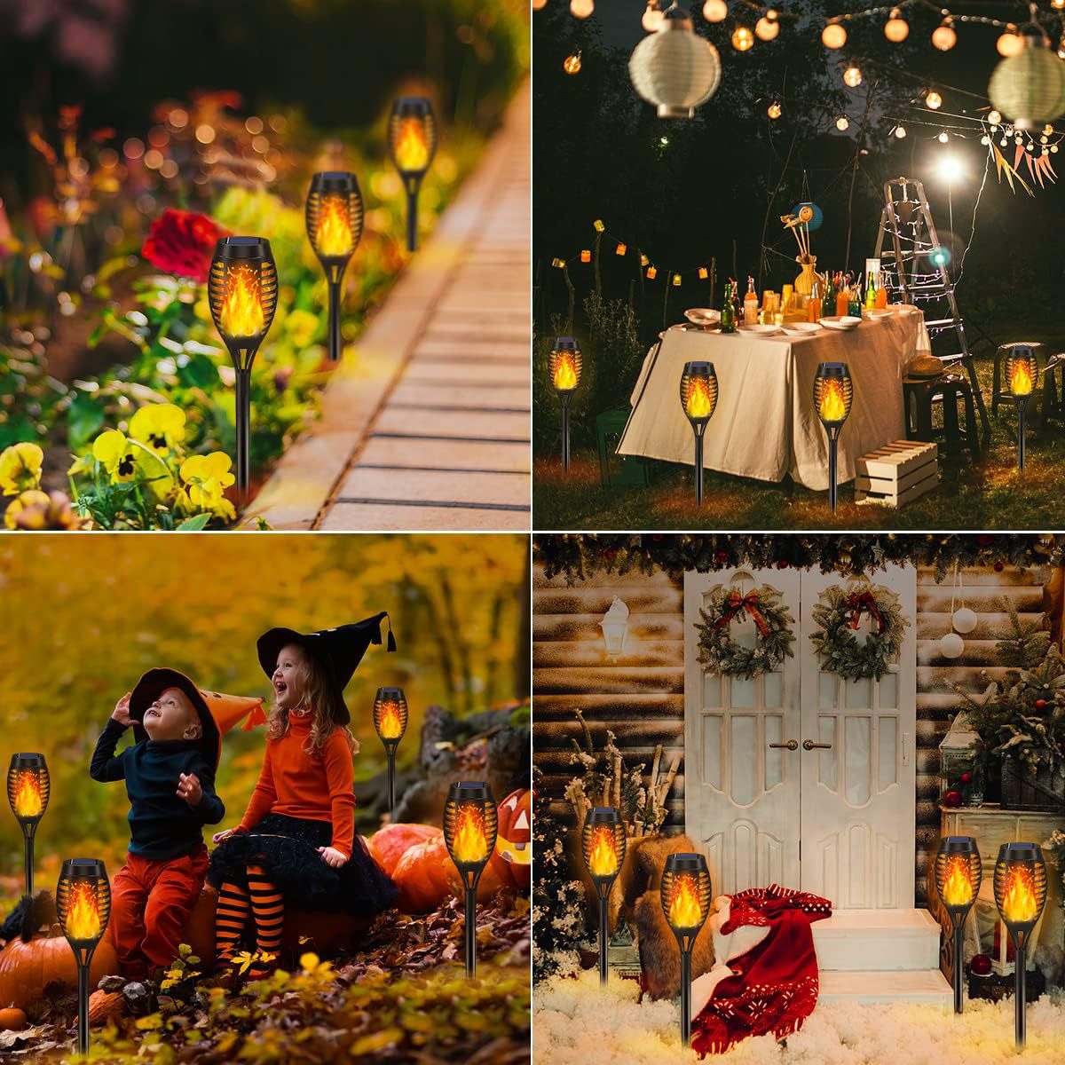 Cross-border solar flame lights, 12led torch lights, outdoor courtyard decorative lights, solar landscape lights, lawn lights Specification drawing