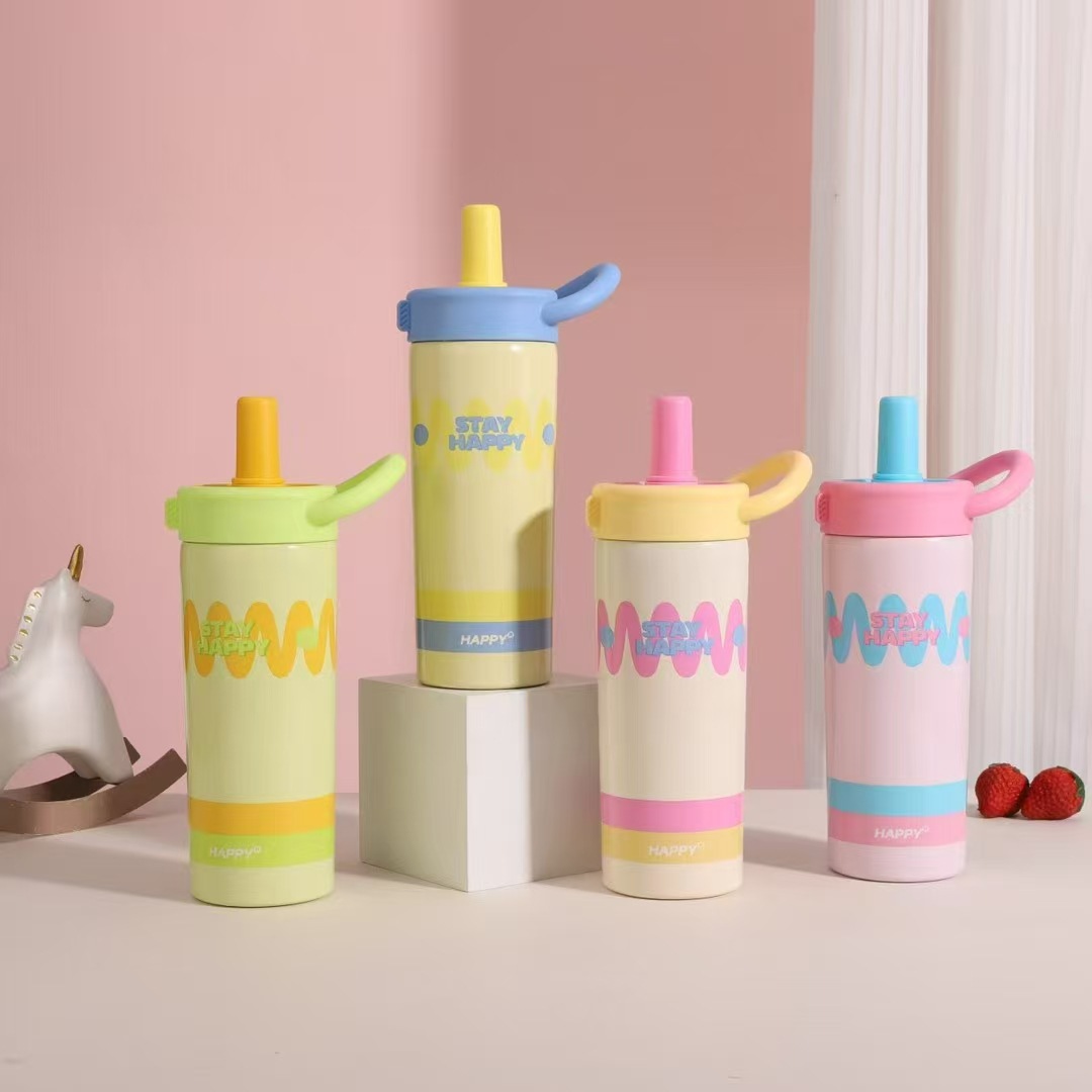 316 stainless steel insulated cups for ladies with high appearance standards, carrying straw coffee cups, tea brewing straw water cups wholesale full figure