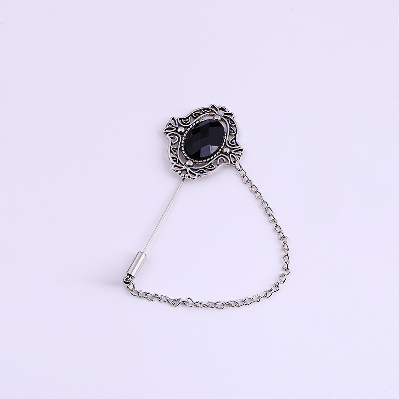Z109 Korean version retro diamond-encrusted brooch Men's small suit insert brooch accessory Application Scenario
