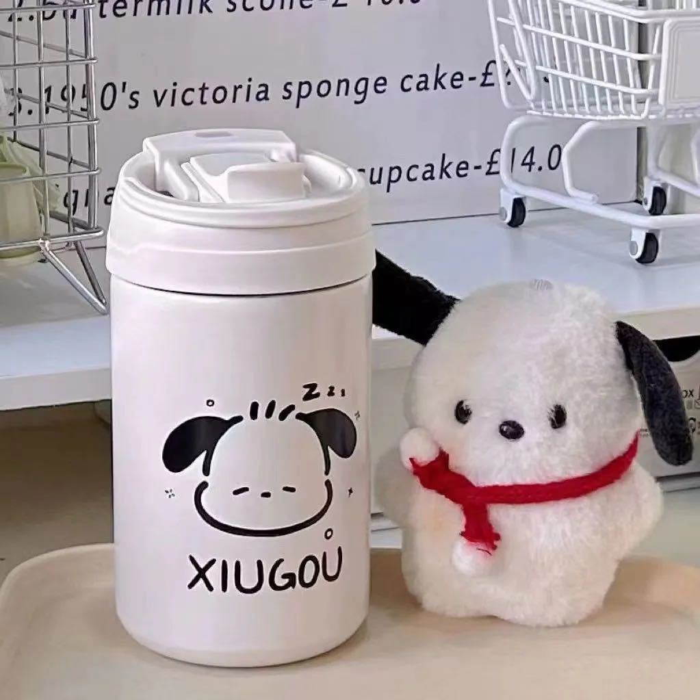 Simple thermos cups for male and female students, high appearance level, hand-held coffee cup, portable double-drinking straw cup, office portable cup full figure