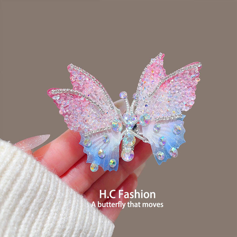 Moving butterfly hair clips, little girl hair clips, side clips, broken hair clips, small clips, children's super fairy hair accessories details Picture