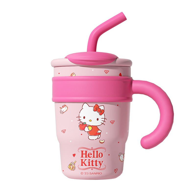 Household Sanrio straw cup, cartoon anti-drop insulated cup, giant, cute, high appearance level, large capacity ice cup Item Picture