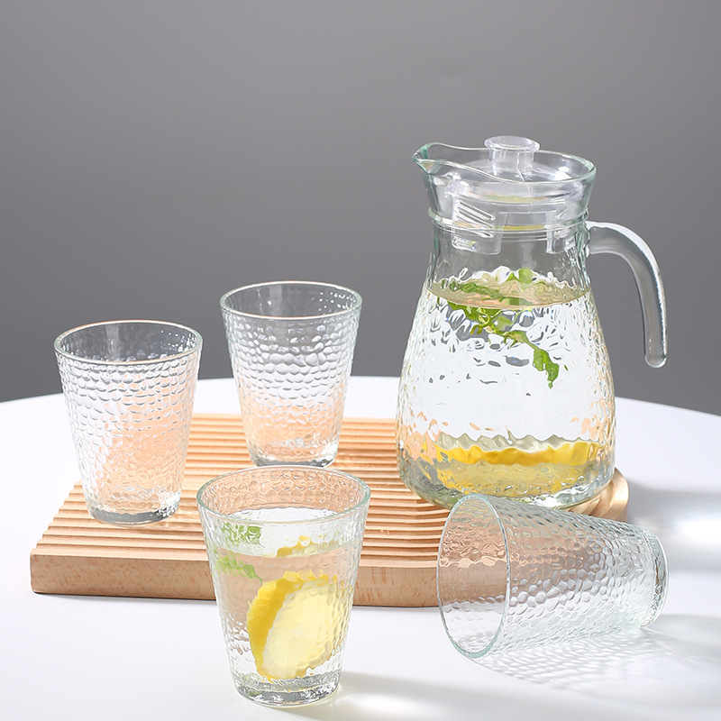 Glass cold water kettle set, one kettle with four cups of water, gift box, simple glass cup, store anniversary gift wholesale, tea kettle details Picture