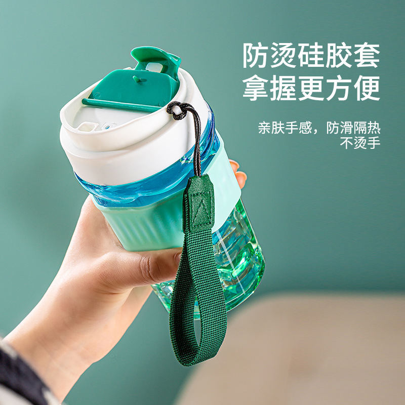 Manufacturer's glass water cup for women, high appearance level, simple student direct drinking cup, high-temperature resistant, high-end feel, casual cup for men full figure