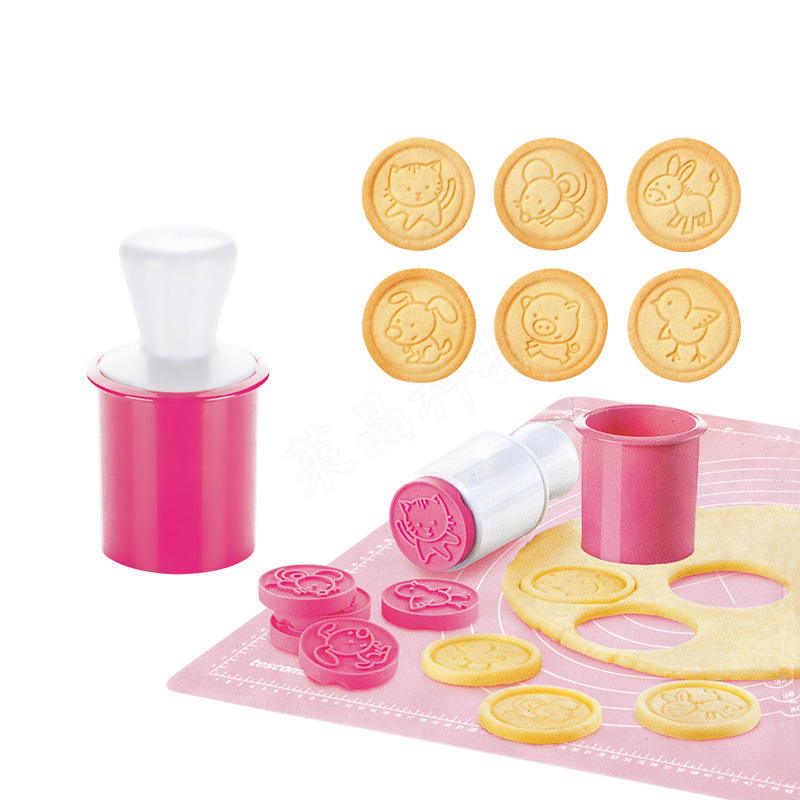 Cross-border best-selling silicone cookie seal mold DIY mooncake embossing mold set cartoon animal cookie mold Specification drawing