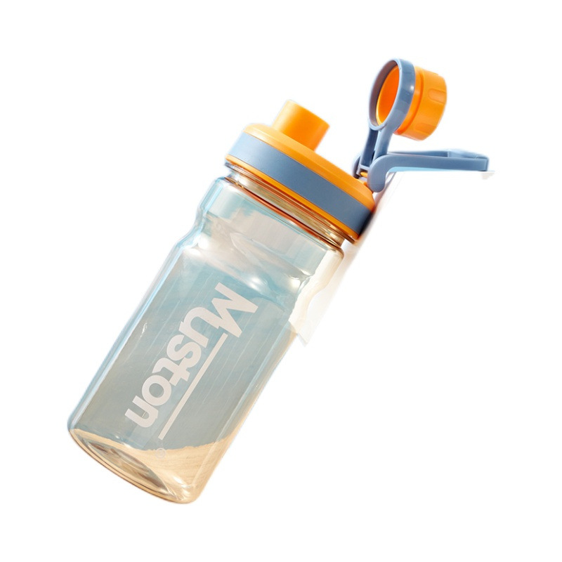 Gift promotion: Simple plastic water cup for women, summer portable large-capacity sports water bottle with straw, straight tube cup Item Picture
