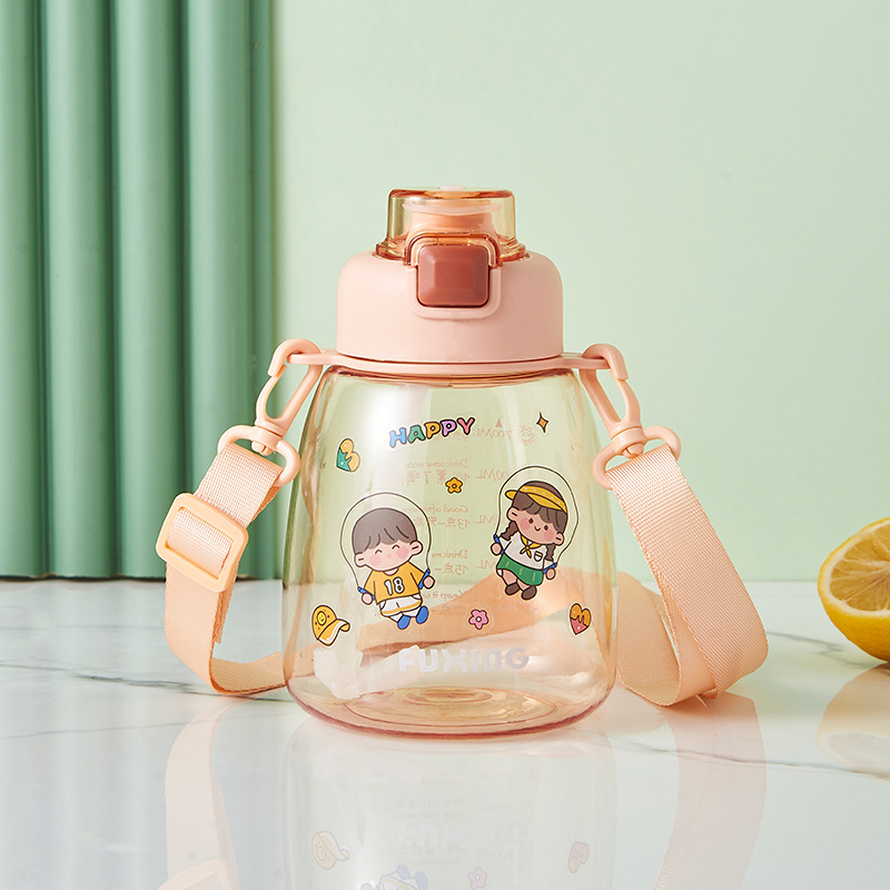 New high-appearation-level large-belted cup, large-capacity, simple and cute children's water bottle, straw cup, girls' water cup, heat-resistant Application Scenario