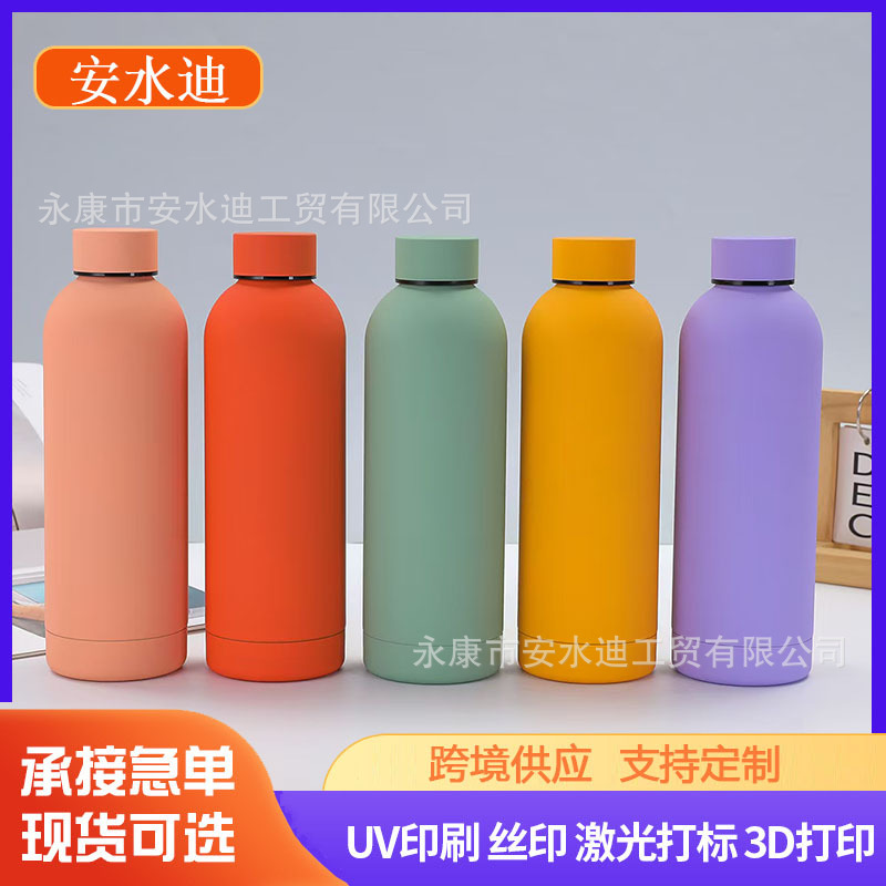 Customized 304 stainless steel vacuum insulated cups for cross-border American-style small-mouth bottles, outdoor large-capacity car sports water bottles full figure