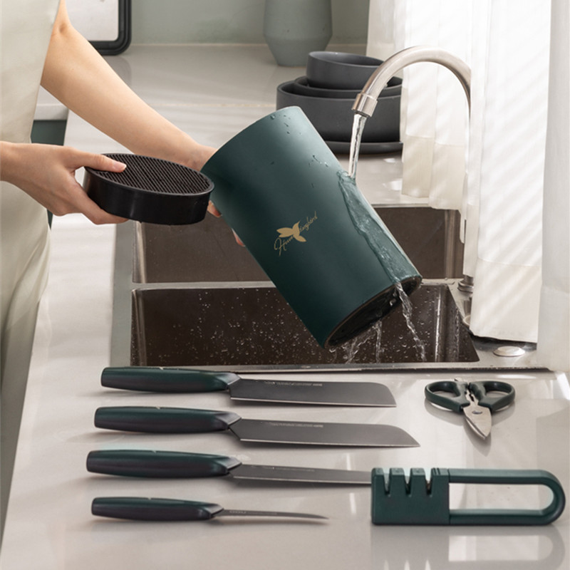 Stainless steel knife holder, kitchen knife rack, kitchen knife storage rack, plastic kitchen tools can be inserted freely, universal knife holder details Picture