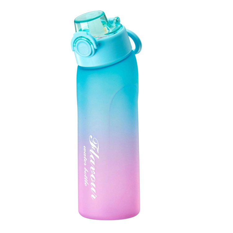 Cross-border bestseller, playful fruit-flavored water bottle, frosted gradient, 0-sugar, 0-calorie extract fragrance straw, two-color gradient plastic water cup Item Picture