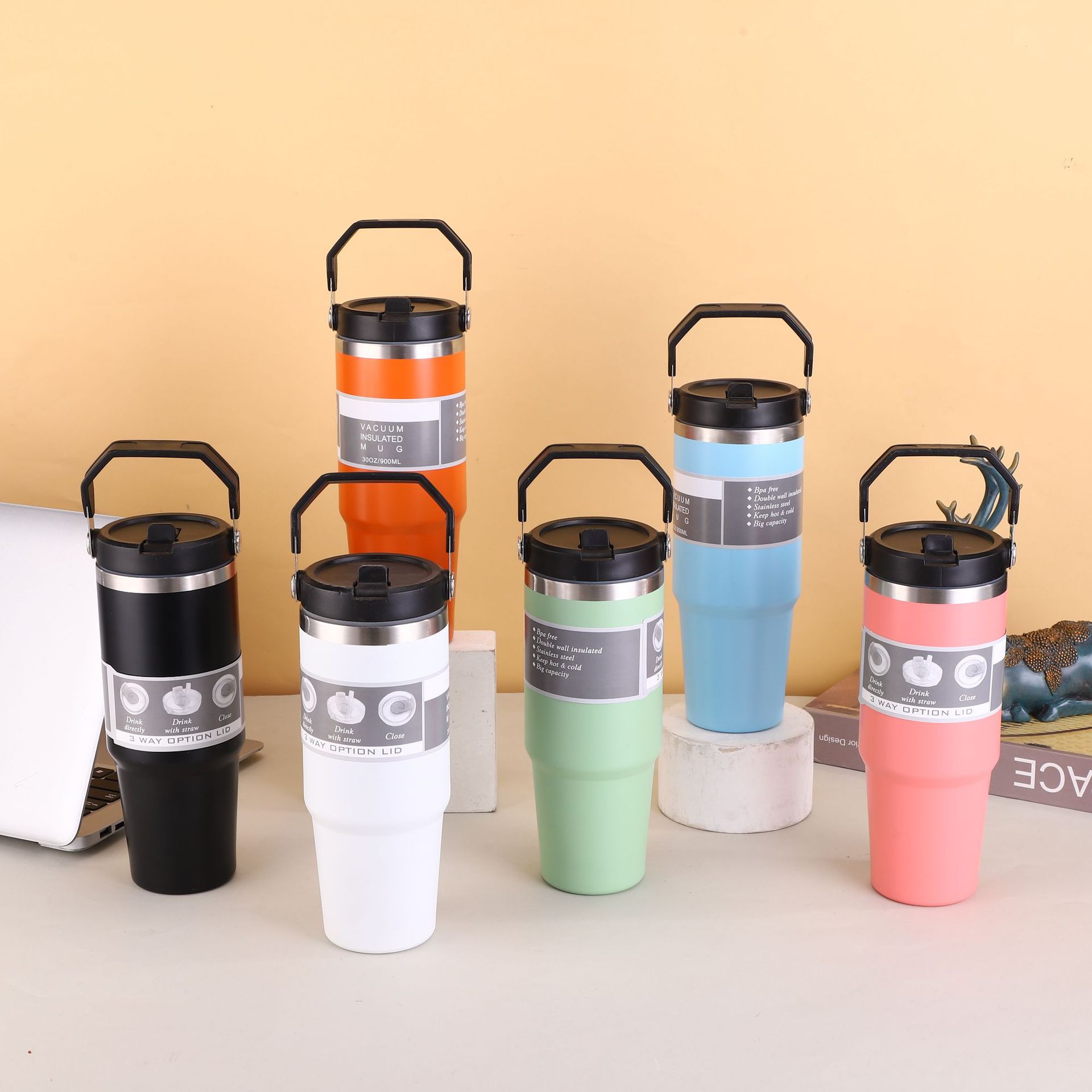 Cross-border 30oz and 20oz new portable ice cup, coffee cup, portable car cup, car 304 stainless steel cup Specification drawing