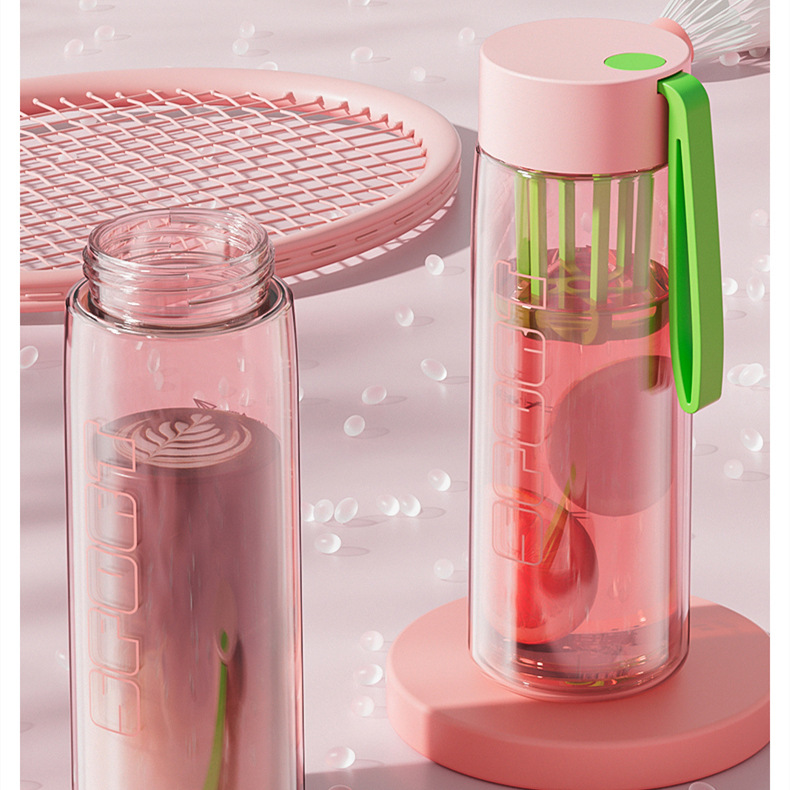 Men's sports water cup with plastic filter, heat-resistant, portable and easy to use in summer, large-capacity female student tea cup details Picture