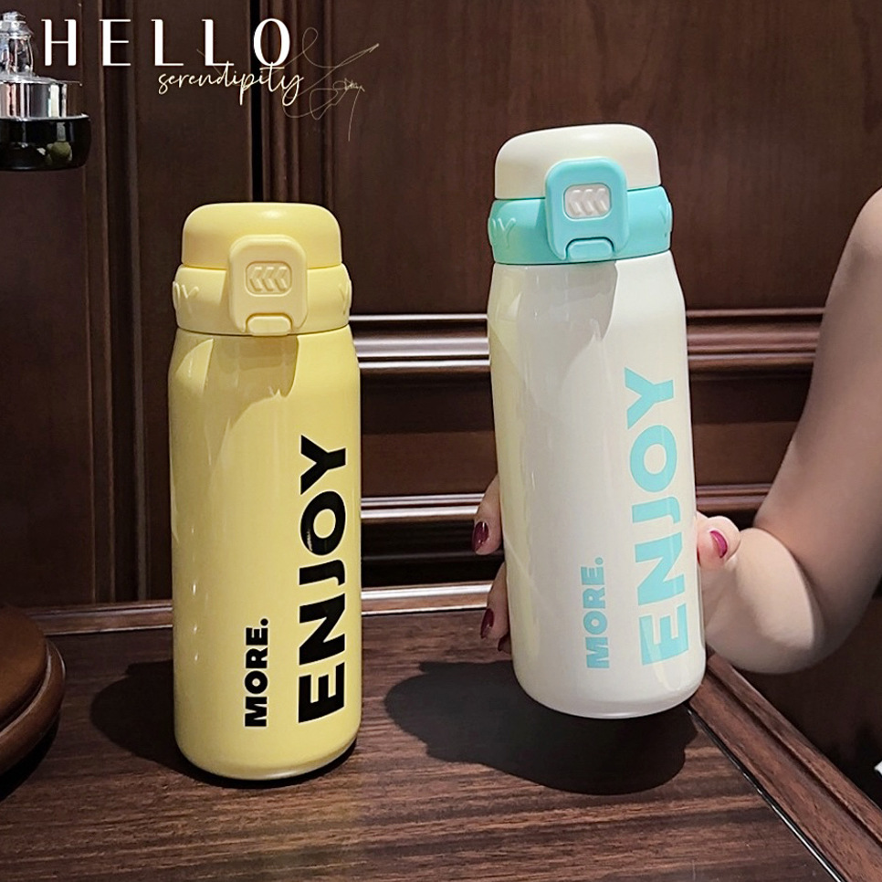 New portable sports insulated cup, fashionable men's and women's trendy water cup, portable student stainless steel straw cup gift Specification drawing