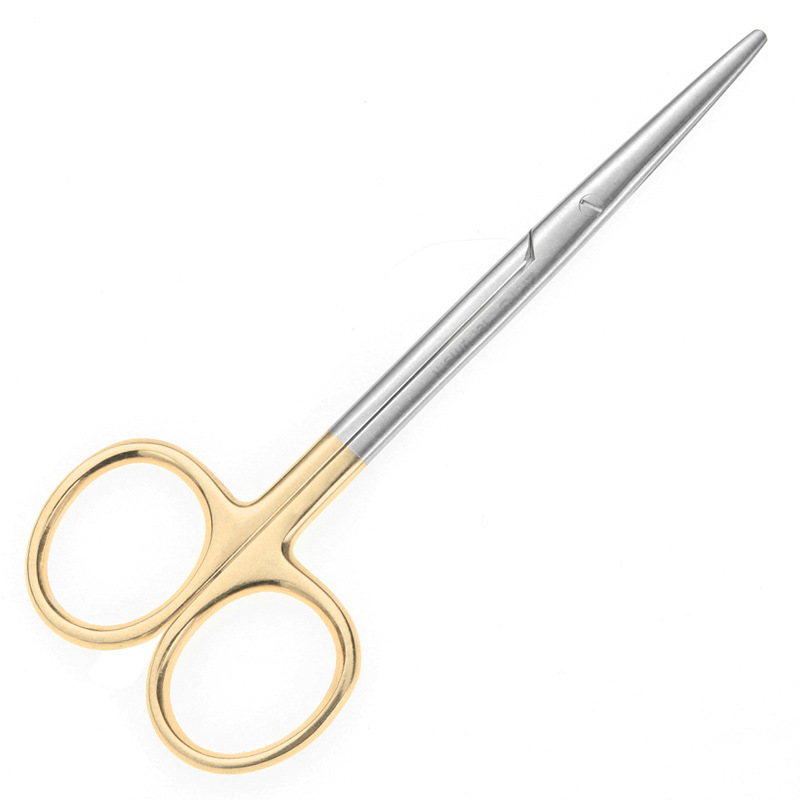 Tian Gong Golden handle blunt head scissors, a tool for nasal beauty and plastic surgery, curved head, straight head, round head, tissue scissors, and sudden nasal cut Item Picture