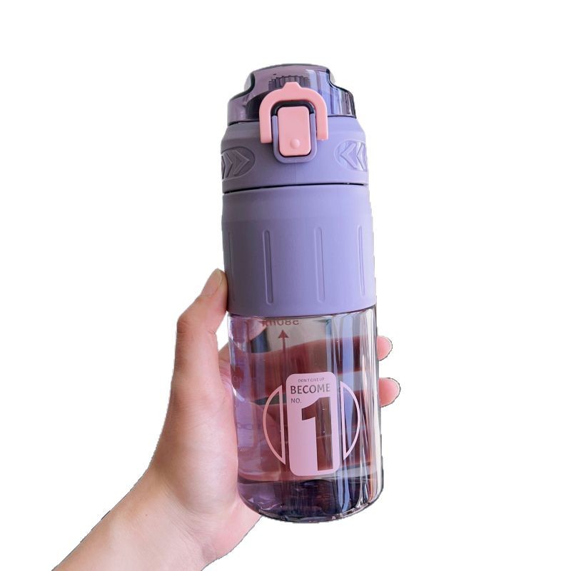 New portable handle, large-capacity direct drinking cup, outdoor sports, simple plastic water bottle, high appearance level for girls, summer Item Picture