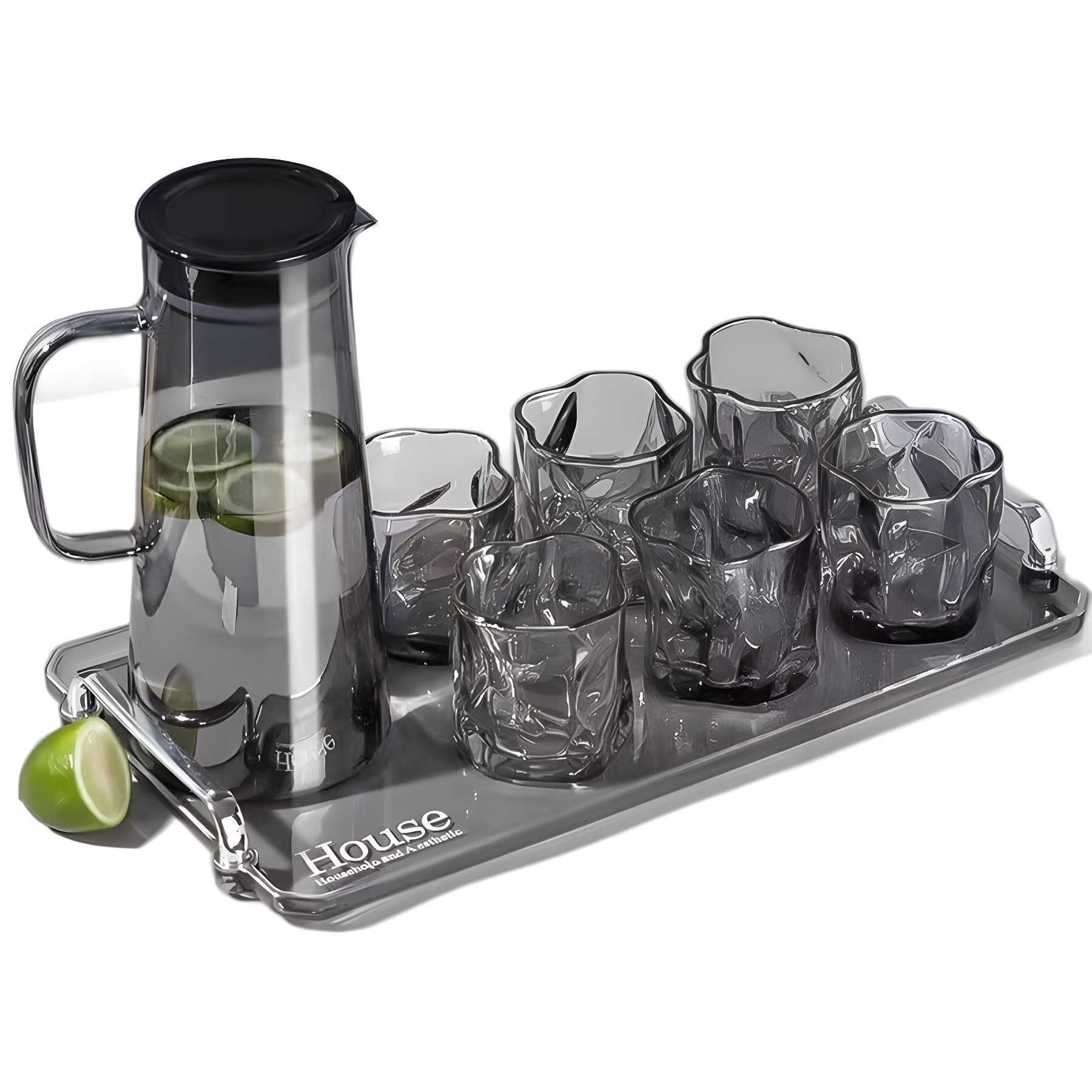 Light luxury high borosilicate glass water bottle set, high-end household tea sets, large-capacity new tea teapots and cups, gift wholesale Item Picture