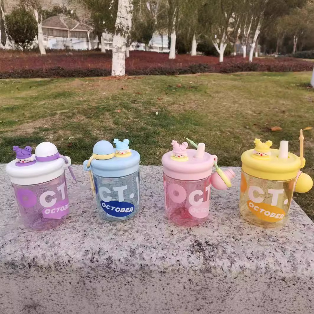 New minimalist water cup for summer girls and children, high appearance level, flower tea straw cup, high-temperature resistant and shock-resistant, excellent quality cup details Picture