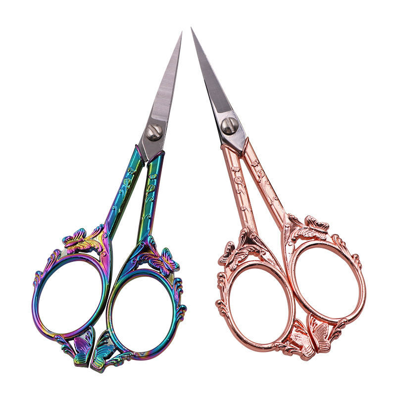 Retro butterfly scissors, stainless steel scissors, daily household scissors, tailor's fabric cutting, thread end cutting, beauty scissors Application Scenario