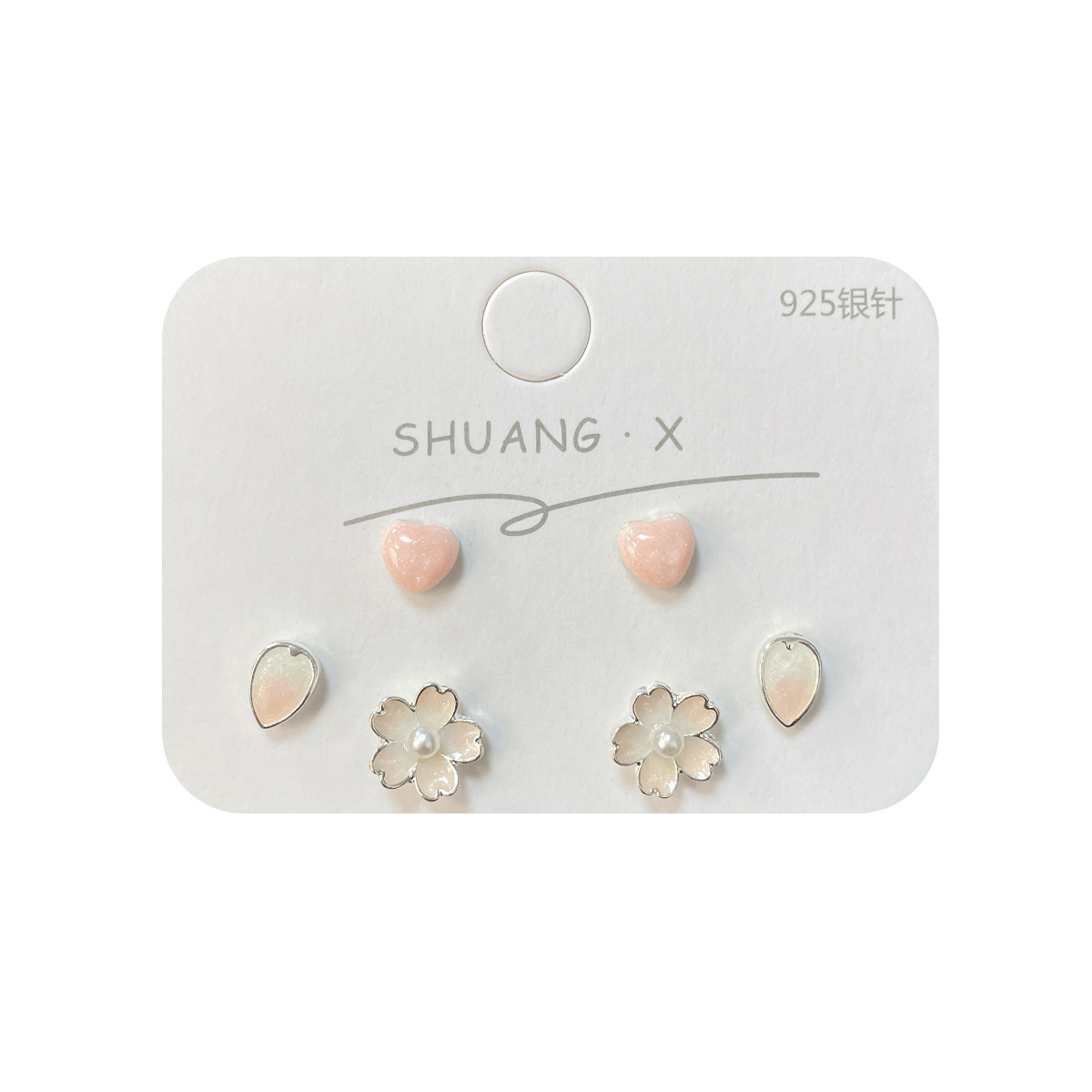 New cherry blossom earrings, tassels, high-end style, sweet and cute stud earrings set, Yiwu ethereal earrings, silver needles Item Picture