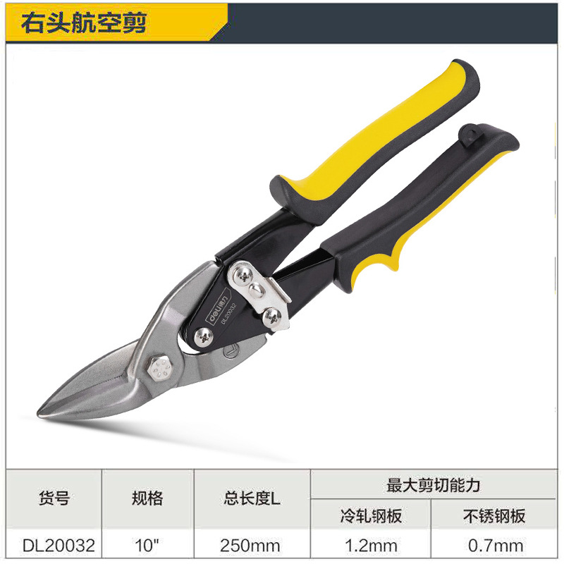 Deli Tool DL20030 Straight Head Aviation Shear, multi-functional stainless steel strong keel metal sheet, 10-inch iron sheet undefined