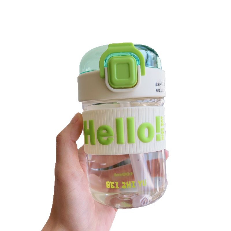 New summer plastic water cup with straw, simple, heat-resistant, portable and hand-held sports water cup for students Item Picture